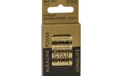 Batterier<Star Trading AAA-Batterier 6-Pack 1,5V Power Alkaline Longlife