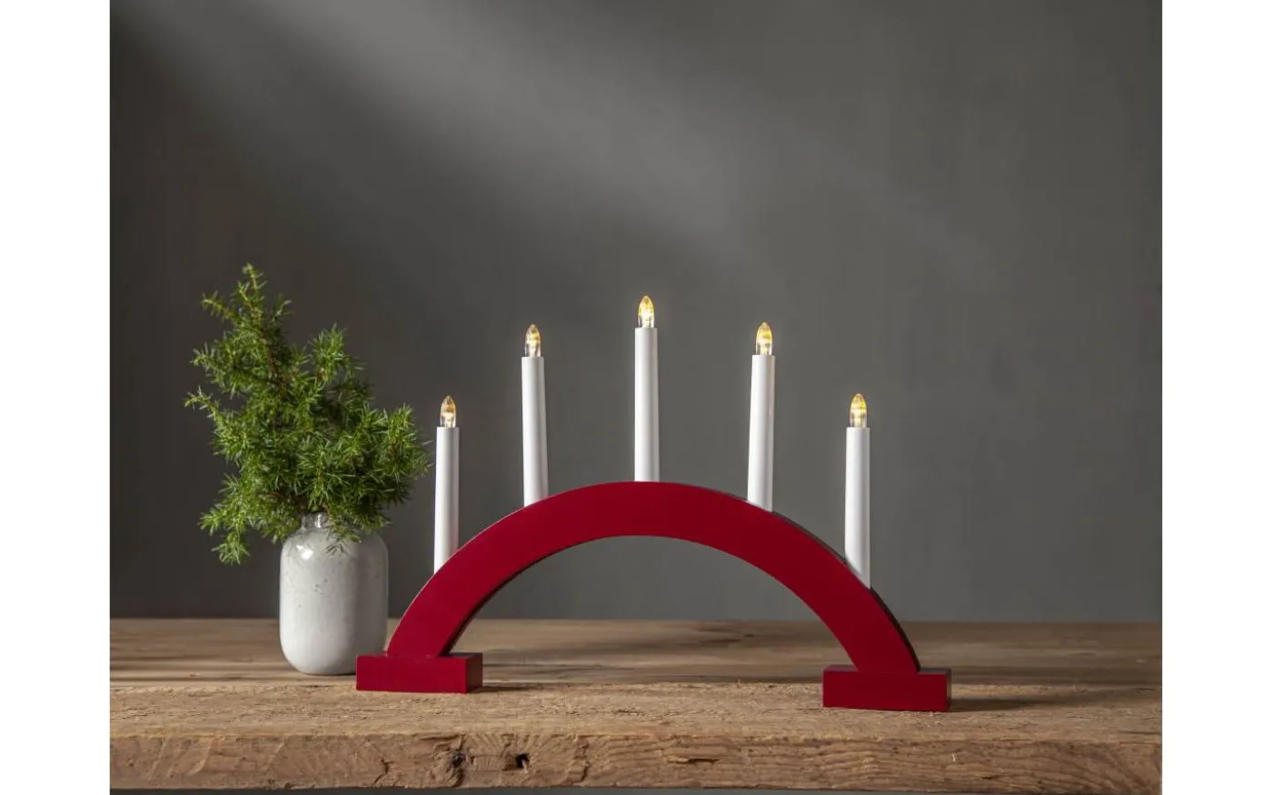 Abbe Batteridriven Adventsljusstake 32cm Röd