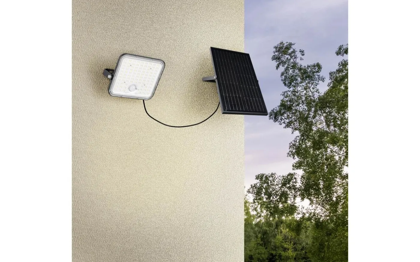 Acora solcellsdriven Vägglampa LED mattsvart rörelsesensor 4000K IP65