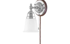 Karlskrona Lampfabrik Adelborg - Förnicklad / Brytare / Brunt fäste* Lampetter