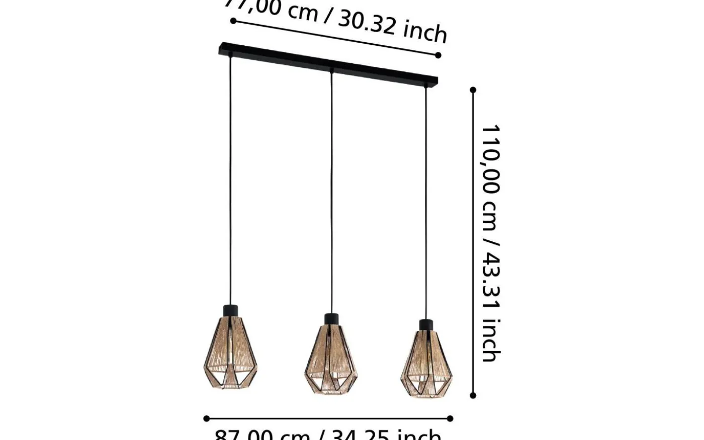 Adwickle Taklampa 87cm Svart