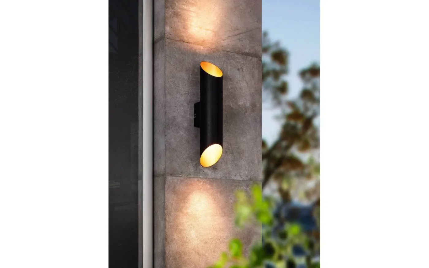 Agolada Vägglampa LED 2x3,7W 3000K Svart/Koppar IP44