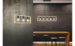 Avlånga Taklampor<Trio Lighting Agra Takpendel 3-delad E27 matt svart/trä