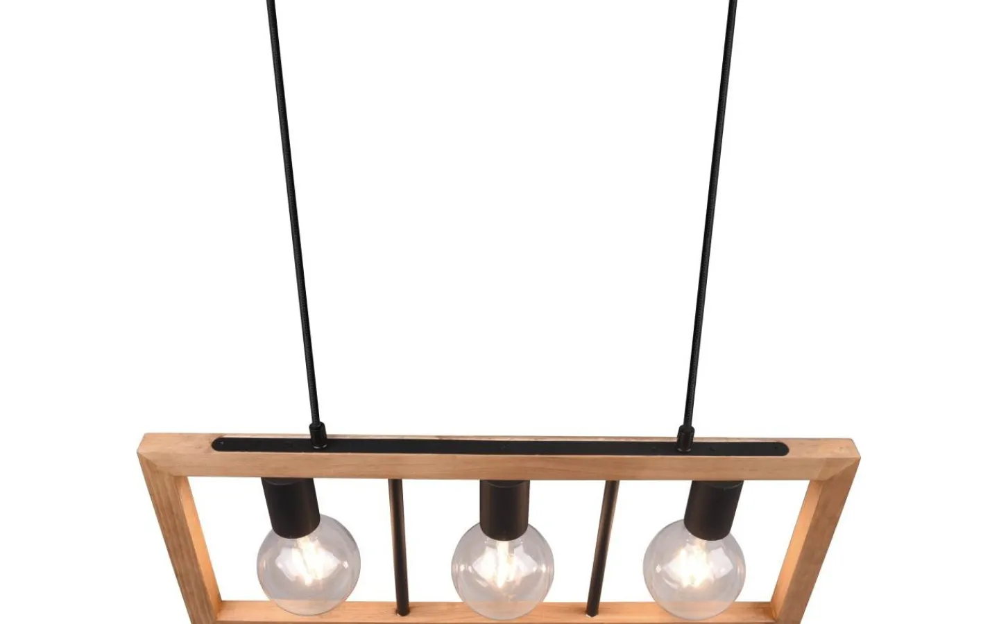 Avlånga Taklampor<Trio Lighting Agra Takpendel 3-delad E27 matt svart/trä