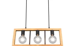 Avlånga Taklampor<Trio Lighting Agra Takpendel 3-delad E27 matt svart/trä