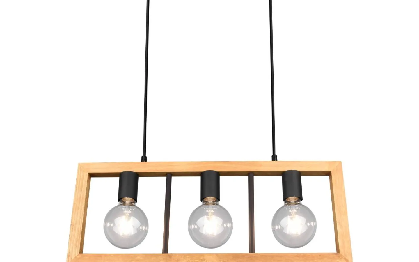 Avlånga Taklampor<Trio Lighting Agra Takpendel 3-delad E27 matt svart/trä