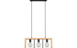 Avlånga Taklampor<Trio Lighting Agra Takpendel 3-delad E27 matt svart/trä