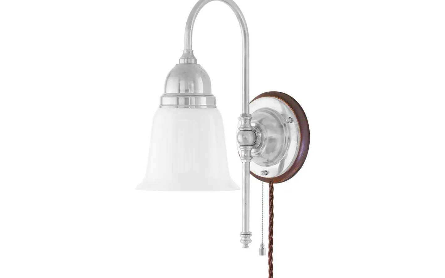 Lampetter<Karlskrona Lampfabrik Ahlström - Förnicklad / Brytare / Brunt fäste