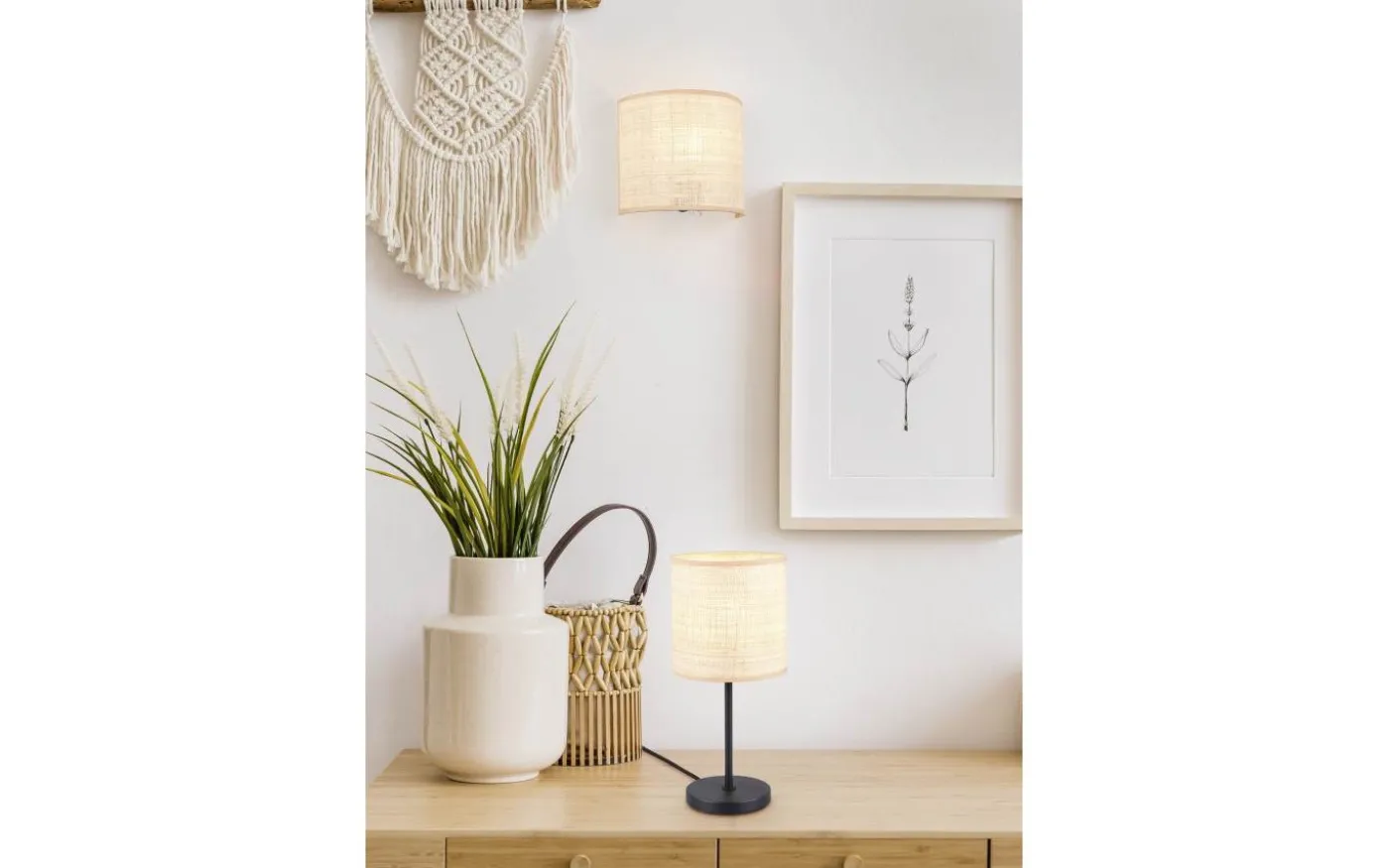 Aimee Bordslampa E27 naturfärg/bast