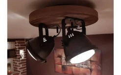 Aneta Alaska Takspotlight 31cm Järngrå/Trä* Runda Takspotlights|Takspot Med 3 Lampor