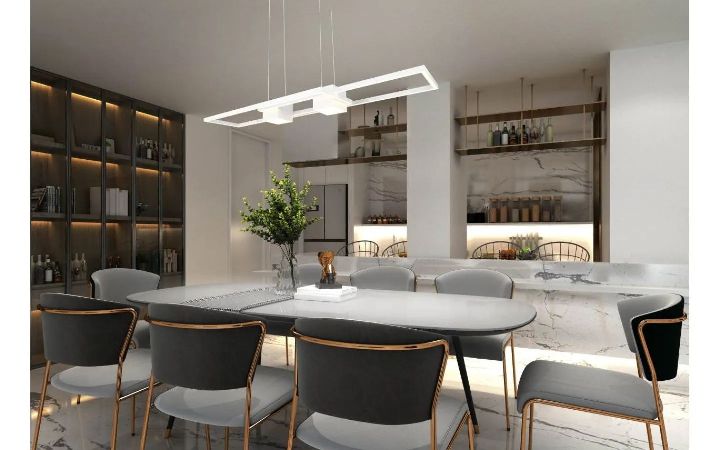 Trio Lighting Albany Takpendel LED matt vit* Avlånga Taklampor