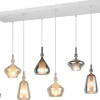 Avlånga Taklampor<Trio Lighting Aldea Takpendel 8 st 115cm E14 bärnsten/förkromad