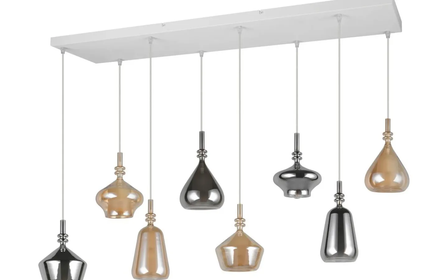 Avlånga Taklampor<Trio Lighting Aldea Takpendel 8 st 115cm E14 bärnsten/förkromad