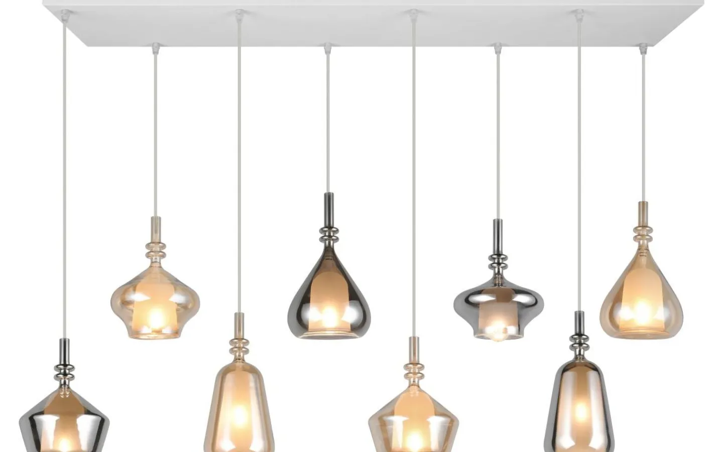 Avlånga Taklampor<Trio Lighting Aldea Takpendel 8 st 115cm E14 bärnsten/förkromad