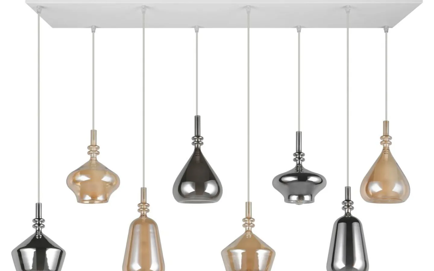 Avlånga Taklampor<Trio Lighting Aldea Takpendel 8 st 115cm E14 bärnsten/förkromad