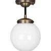 Badrum|Hall & Trappa<Globen Lighting Alley Plafond 20cm Antikmässing/Vit IP44