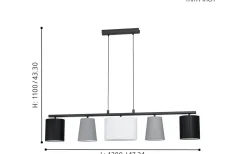 Almeida Taklampa 120cm Svart/Grå/Vit