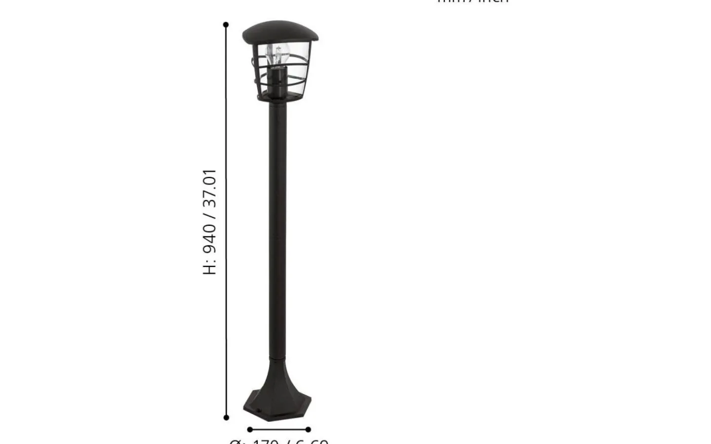 Pollare & Grindlyktor<Eglo Aloria Pollare 94cm Svart IP44