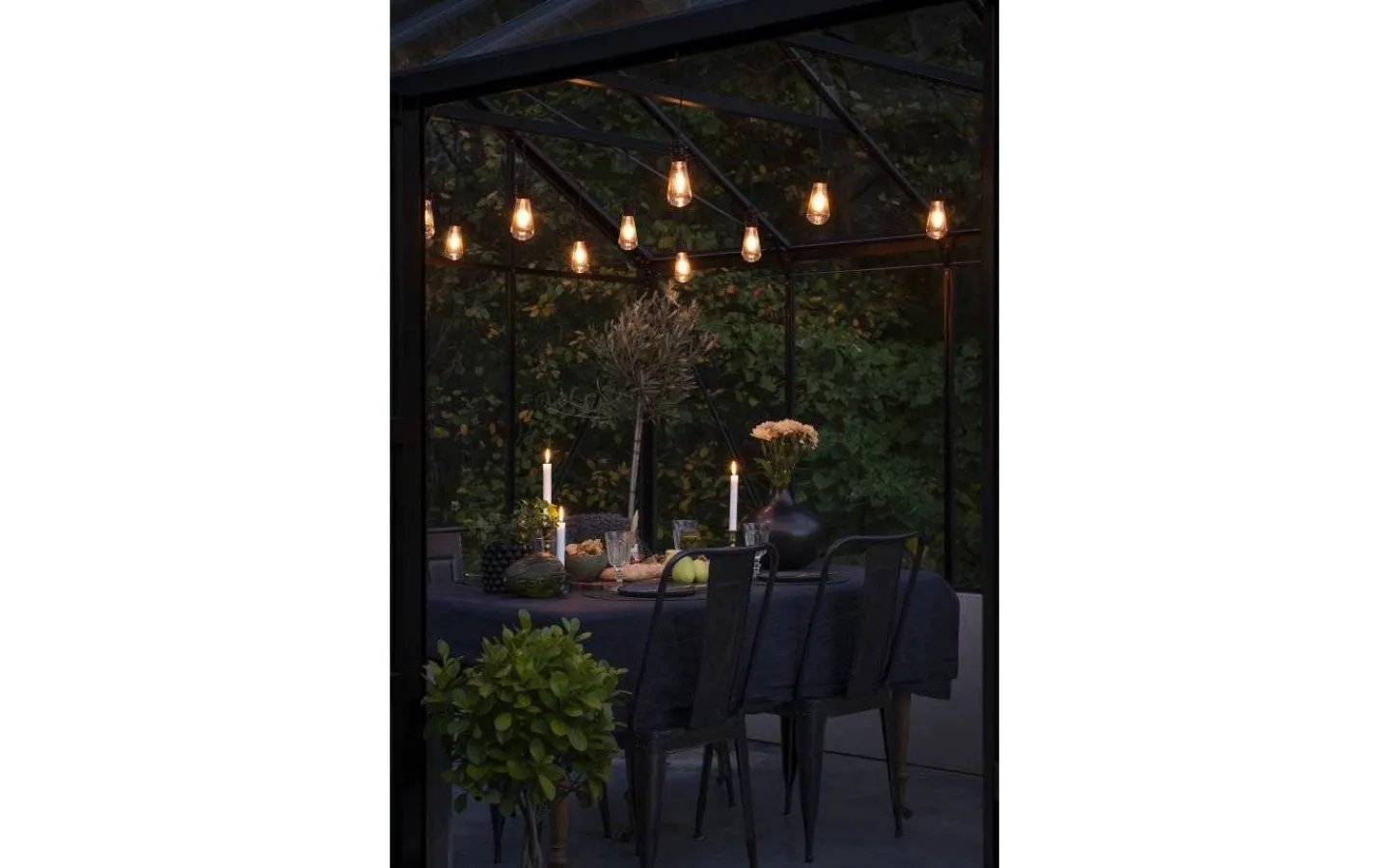 Konstsmide Amodia Ljusslinga EXTRA 9,15m 10L Lyktlampor Svart/Amber IP44* Partyslingor Utomhus 230V|Partyslingor Utomhus 230V