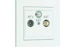 Antennmaterial<Malmbergs Antennuttag för TV/2xSat. Optima, 75 Ohm,Signalvit