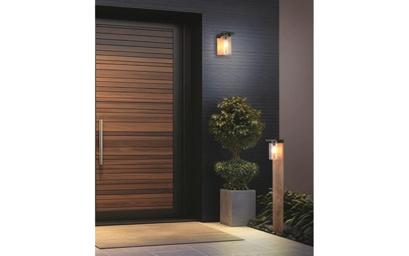 Ardila Pollare 100cm E27 trä/matt svart skymningssensor IP44