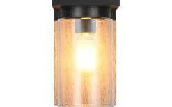Vägglyktor<Trio Lighting Ardila Vägglampa E27 trä/matt svart skymningssensor IP44