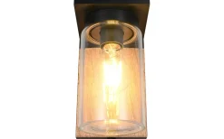 Vägglyktor<Trio Lighting Ardila Vägglampa E27 trä/matt svart skymningssensor IP44