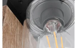 Vägglyktor<Trio Lighting Ardila Vägglampa E27 trä/matt svart skymningssensor IP44