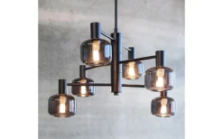 Dyberg Larsen Arp Takkrona 50cm 6 Kupor Svart/Rök* Stora Taklampor Ø50-69 Cm