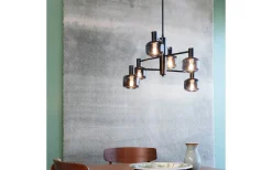 Dyberg Larsen Arp Takkrona 50cm 6 Kupor Svart/Rök* Stora Taklampor Ø50-69 Cm