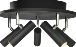 Hall & Trappa|Runda Takspotlights<Aneta Artic Takspotlight 40cm LED 5x6W 3000K Svart