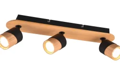 Trio Lighting Aruni Spotlight 3-delad GU10 trä/matt svart* Avlånga Takspotlights|Takspot Med 3 Lampor