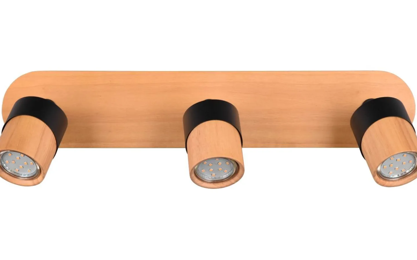 Trio Lighting Aruni Spotlight 3-delad GU10 trä/matt svart* Avlånga Takspotlights|Takspot Med 3 Lampor