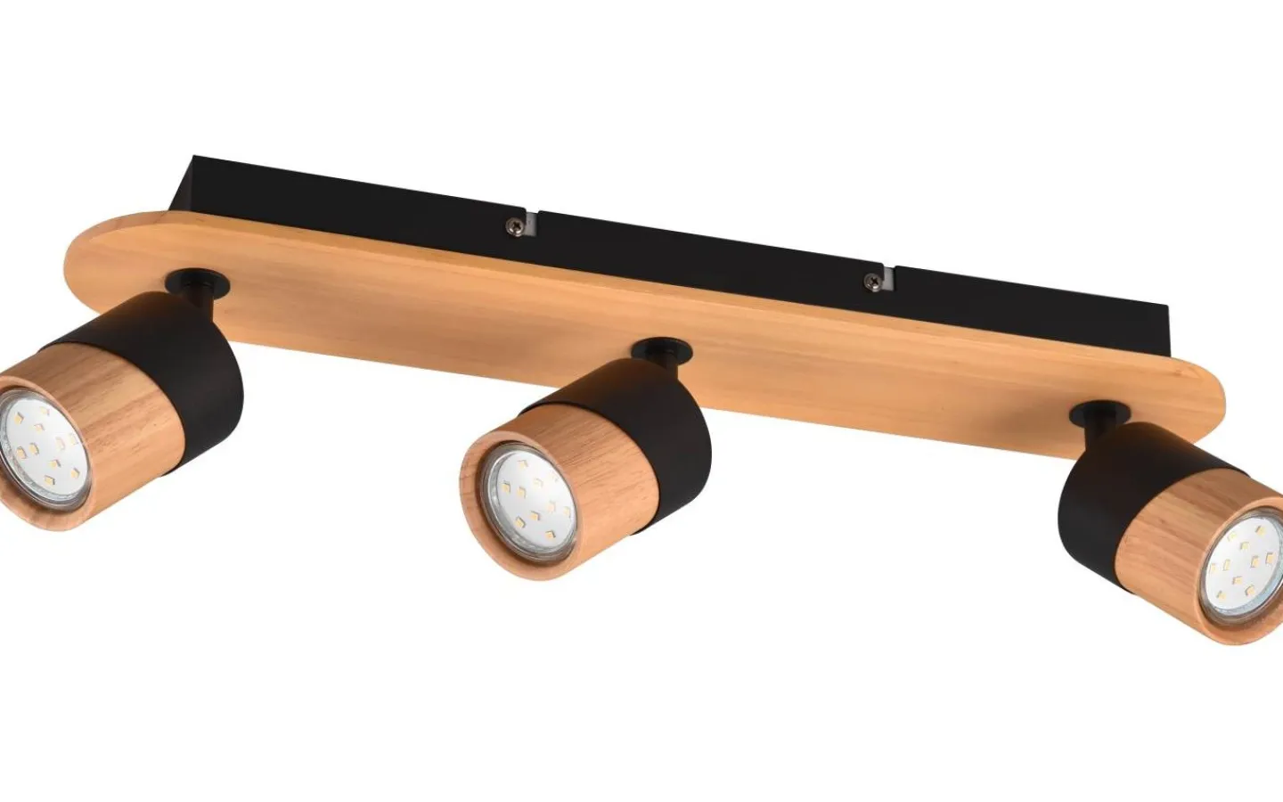 Trio Lighting Aruni Spotlight 3-delad GU10 trä/matt svart* Avlånga Takspotlights|Takspot Med 3 Lampor