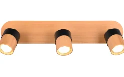 Trio Lighting Aruni Spotlight 3-delad GU10 trä/matt svart* Avlånga Takspotlights|Takspot Med 3 Lampor