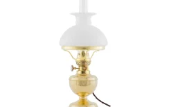 Fotogenlampor|Bordslampor<Karlskrona Lampfabrik Aspö 155 - Mässing / Elmonterad