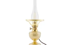 Fotogenlampor|Bordslampor<Karlskrona Lampfabrik Aspö 155 - Mässing / Elmonterad