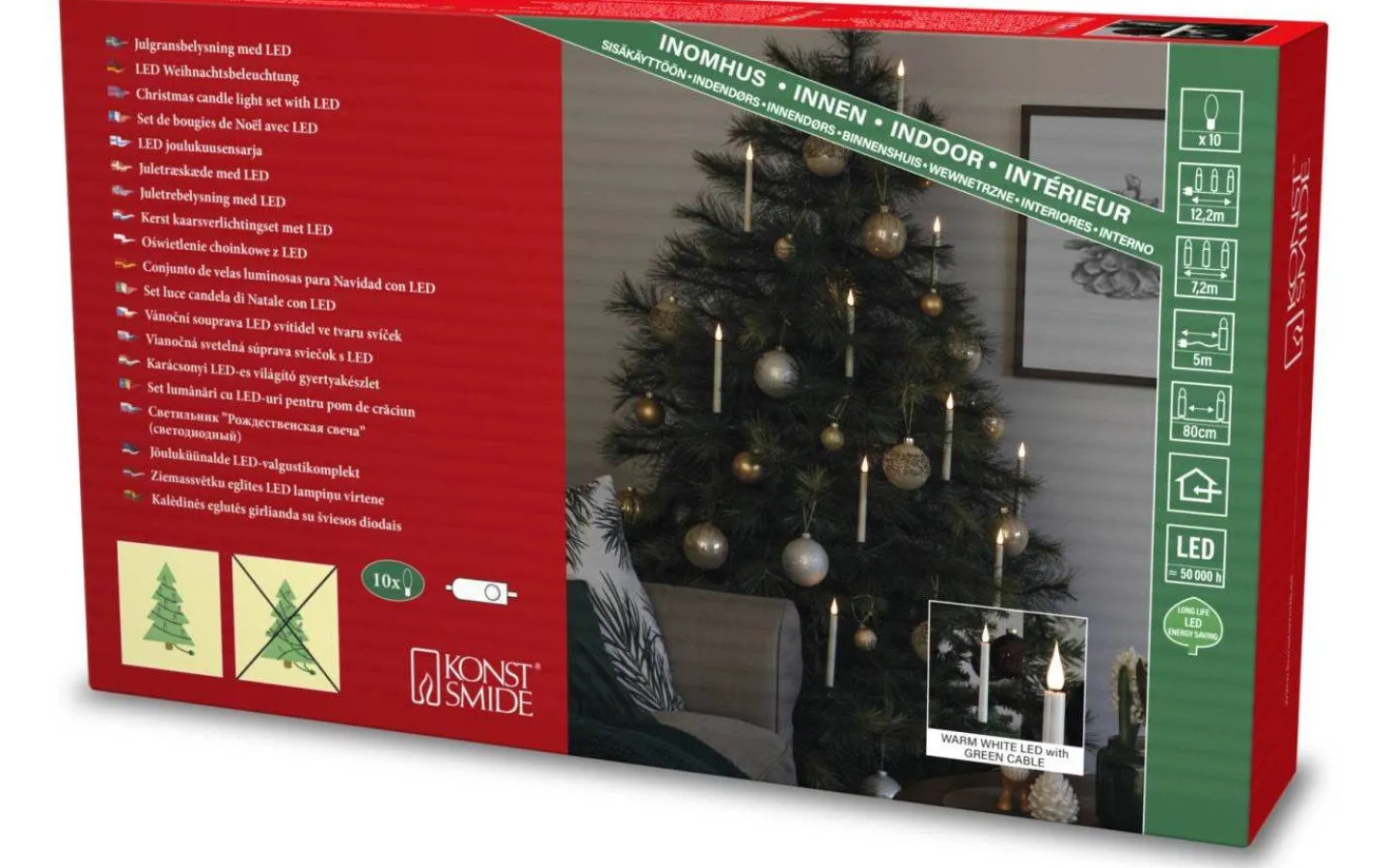 Klassisk Julgransbelysning<Konstsmide Asta Julgransbelysning 10L Varmvita LED Parallellkopplade Inomhus