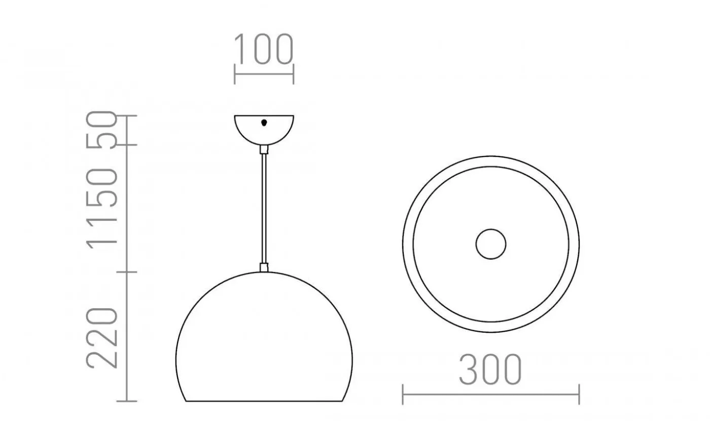 Aston Taklampa Koppar 30cm E27