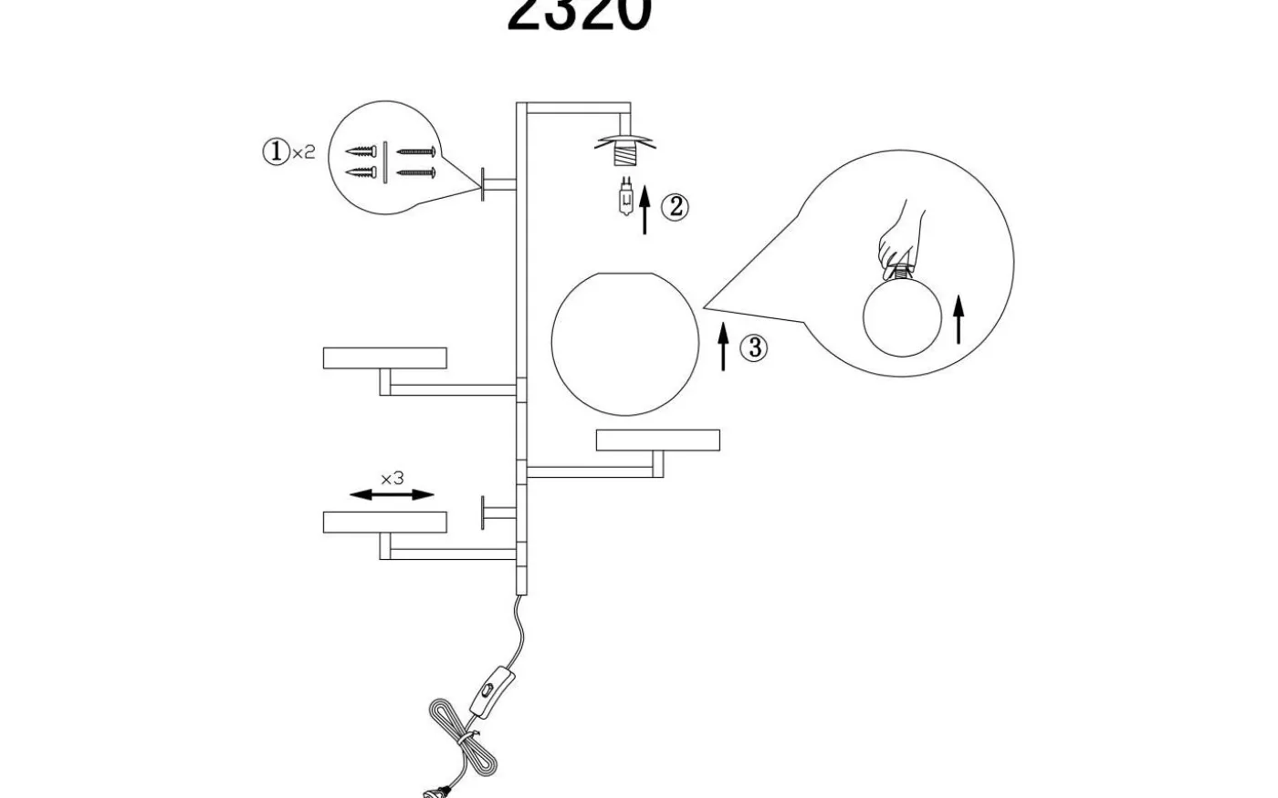 Astoria Vägglampa 62cm G9 Vit
