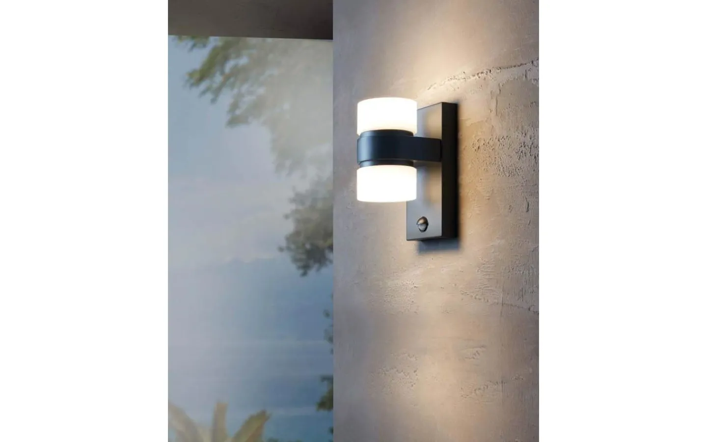 Vägglampor Utomhus<Eglo Atollari Fasadlampa Rörelse LED 3000K 2x4,9W Antracit IP44