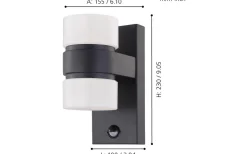 Vägglampor Utomhus<Eglo Atollari Fasadlampa Rörelse LED 3000K 2x4,9W Antracit IP44