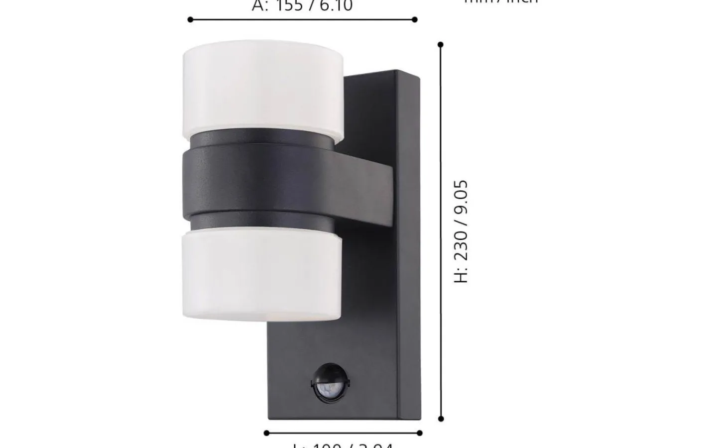 Vägglampor Utomhus<Eglo Atollari Fasadlampa Rörelse LED 3000K 2x4,9W Antracit IP44