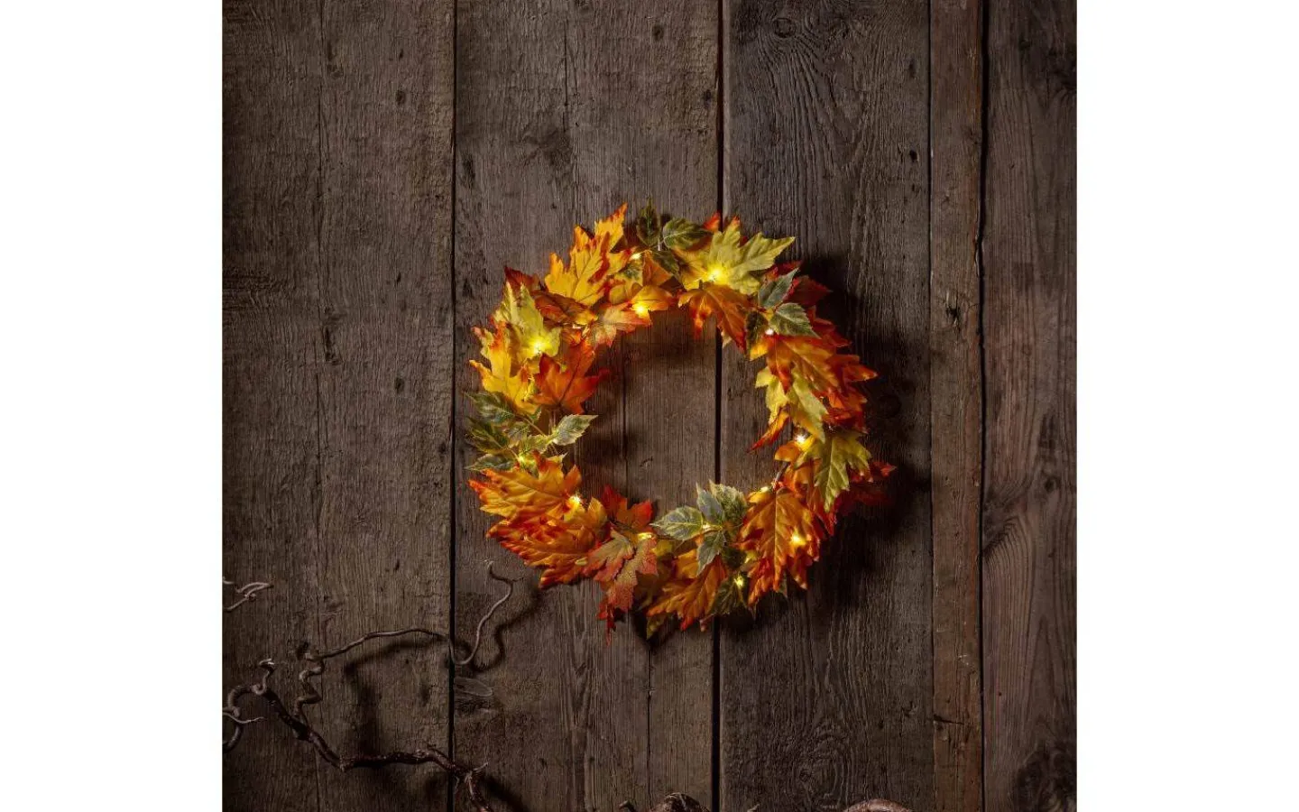 Star Trading Autumn Batteridriven Krans 45cm Amber Brun* Kransar|Utomhusdekorationer