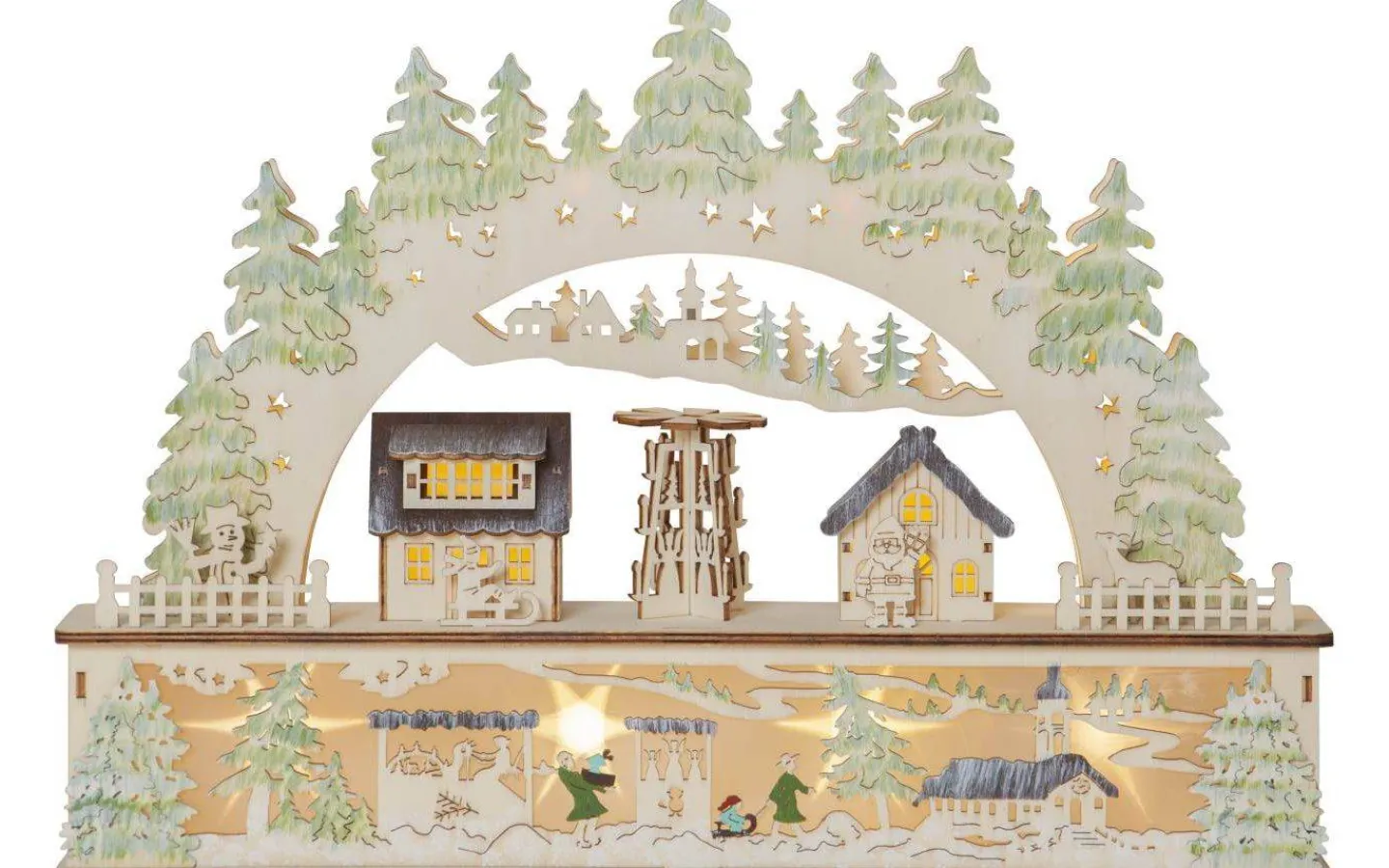 Batteridrivna Adventsljusstakar|Visa Alla Adventsljusstakar<Star Trading Bamberg Batteridriven Ljusstake 45cm Vit/Grön