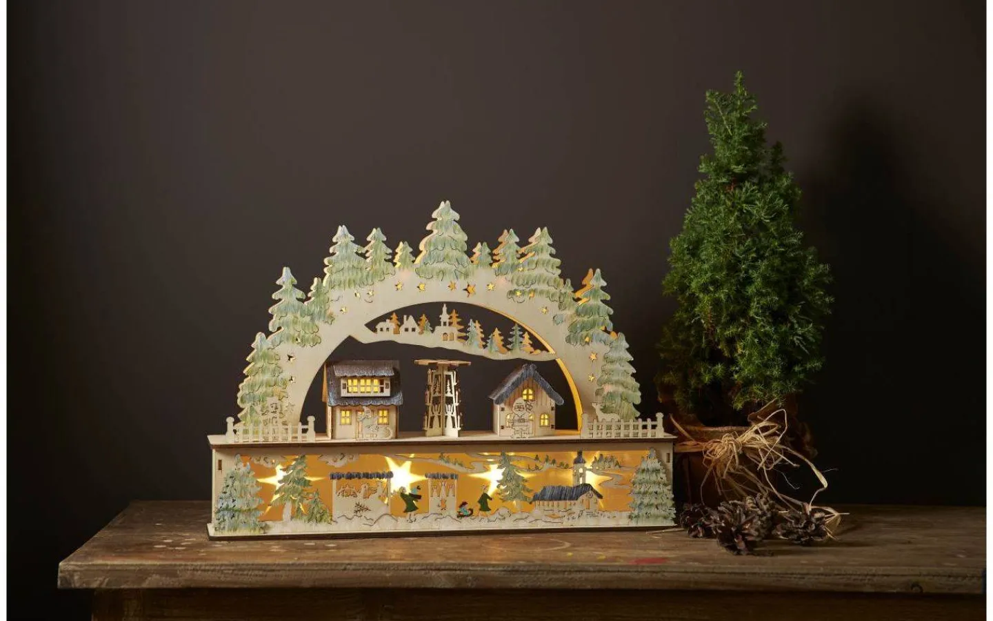 Batteridrivna Adventsljusstakar|Visa Alla Adventsljusstakar<Star Trading Bamberg Batteridriven Ljusstake 45cm Vit/Grön