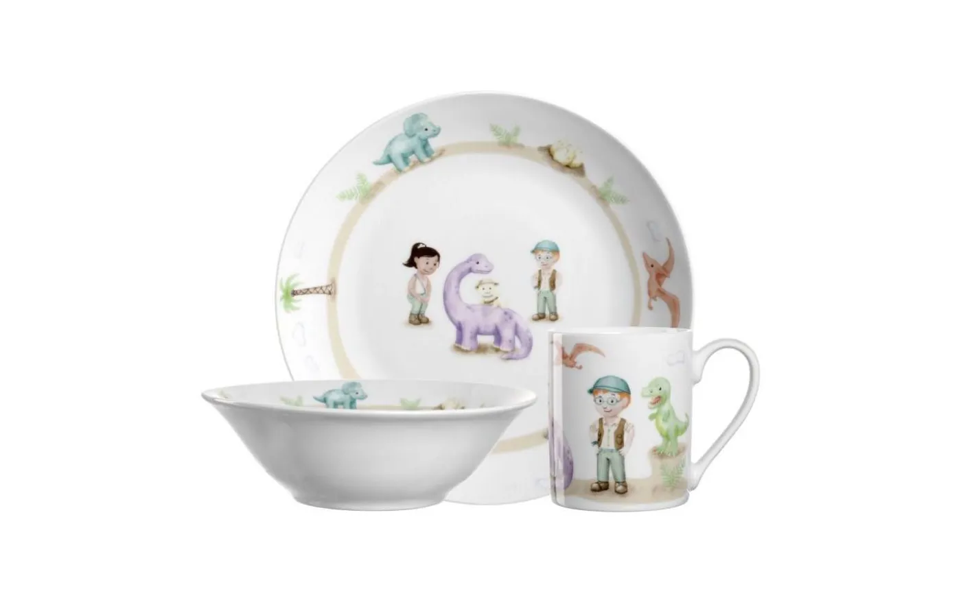 Bambini Avventura Barnservis 3 delar Dino