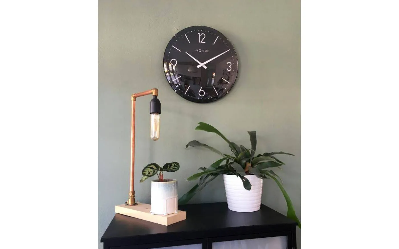 Basic Dome Väggklocka Ø35cm Svart/Glas