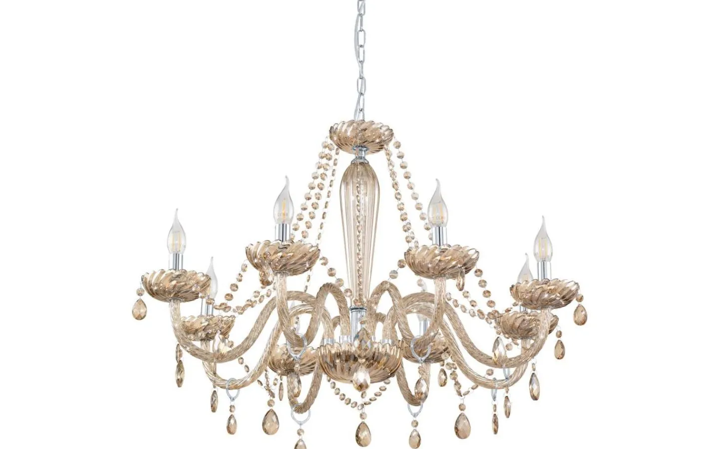 Eglo Basilano Kristallkrona 8-Arm 82cm Konjak* Kristallkronor