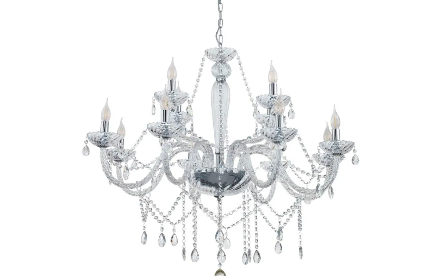 Kristallkronor<Eglo Basilano Kristallkrona 12-Arm 100cm Krom